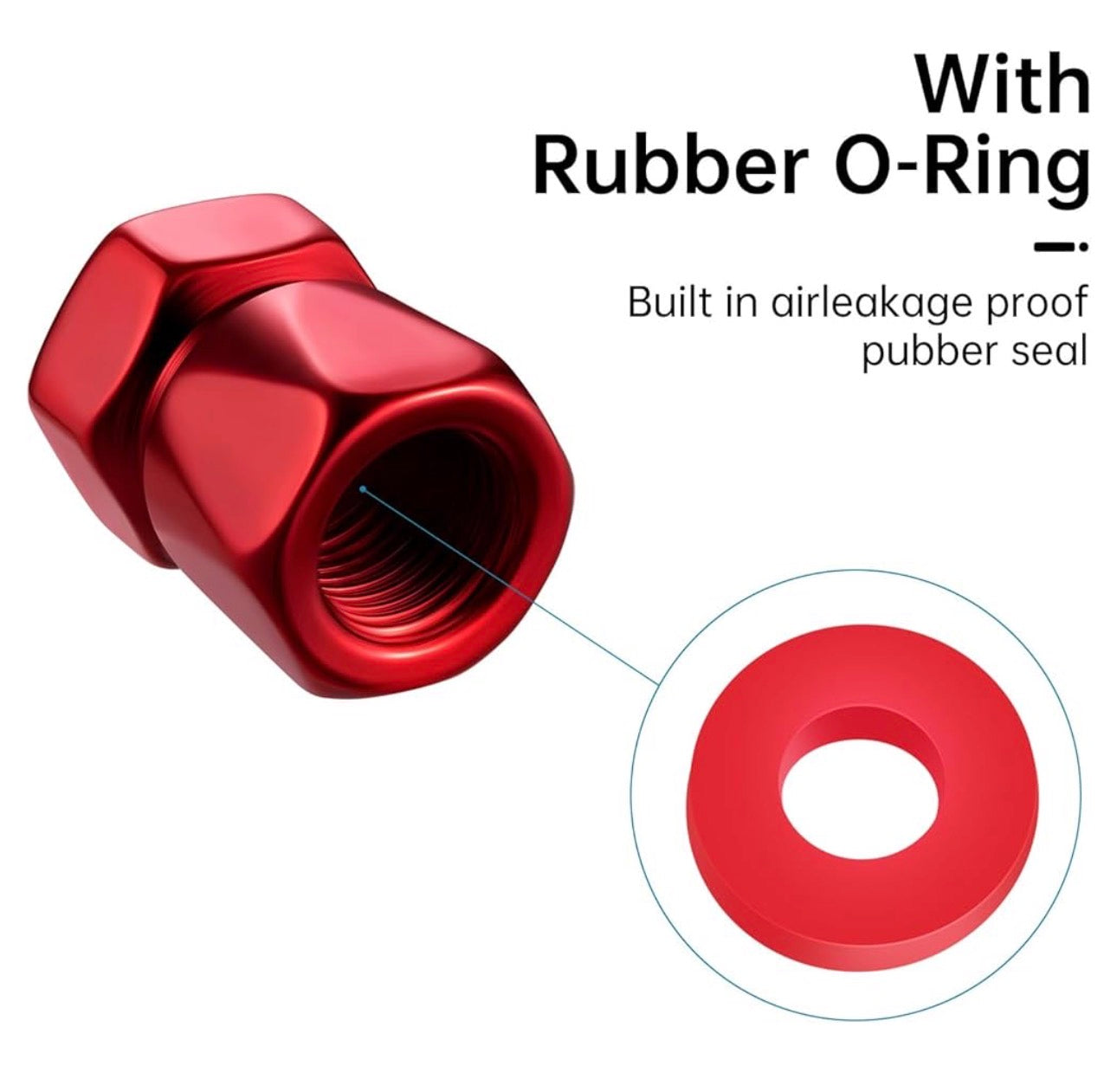 Audi Tire Valve Stem Cap Cover (Corrosion Resistant 4 Pack Black or Red)