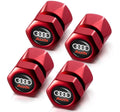 Audi Tire Valve Stem Cap Cover (Corrosion Resistant 4 Pack Black or Red)