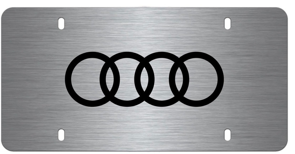 Laser-etched Audi Rings Vanity Plate