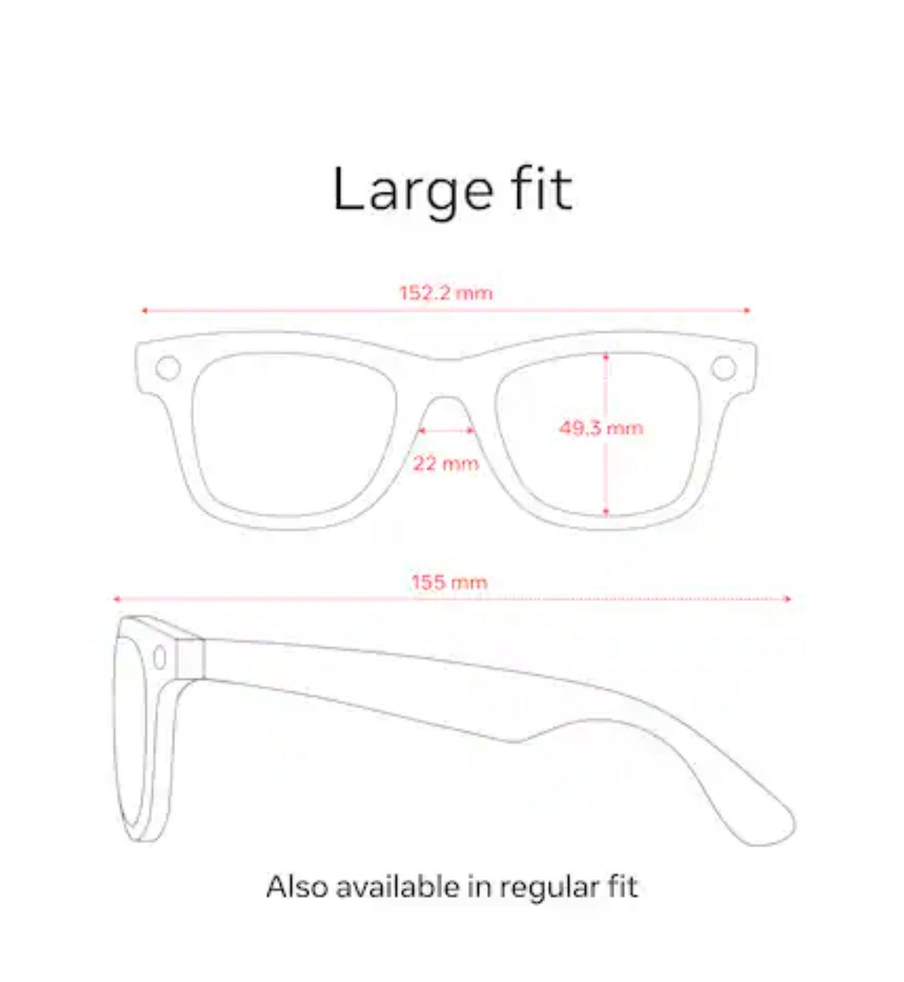 Ray-Ban Meta - Wayfarer Large glasses with Meta AI, Audio, Photo, Video Compatability - Clear Lenses - Shiny Black
