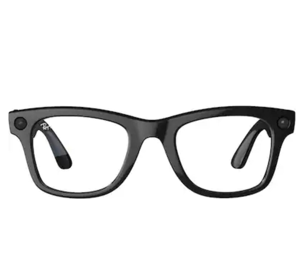 Ray-Ban Meta - Wayfarer Large glasses with Meta AI, Audio, Photo, Video Compatability - Clear Lenses - Shiny Black