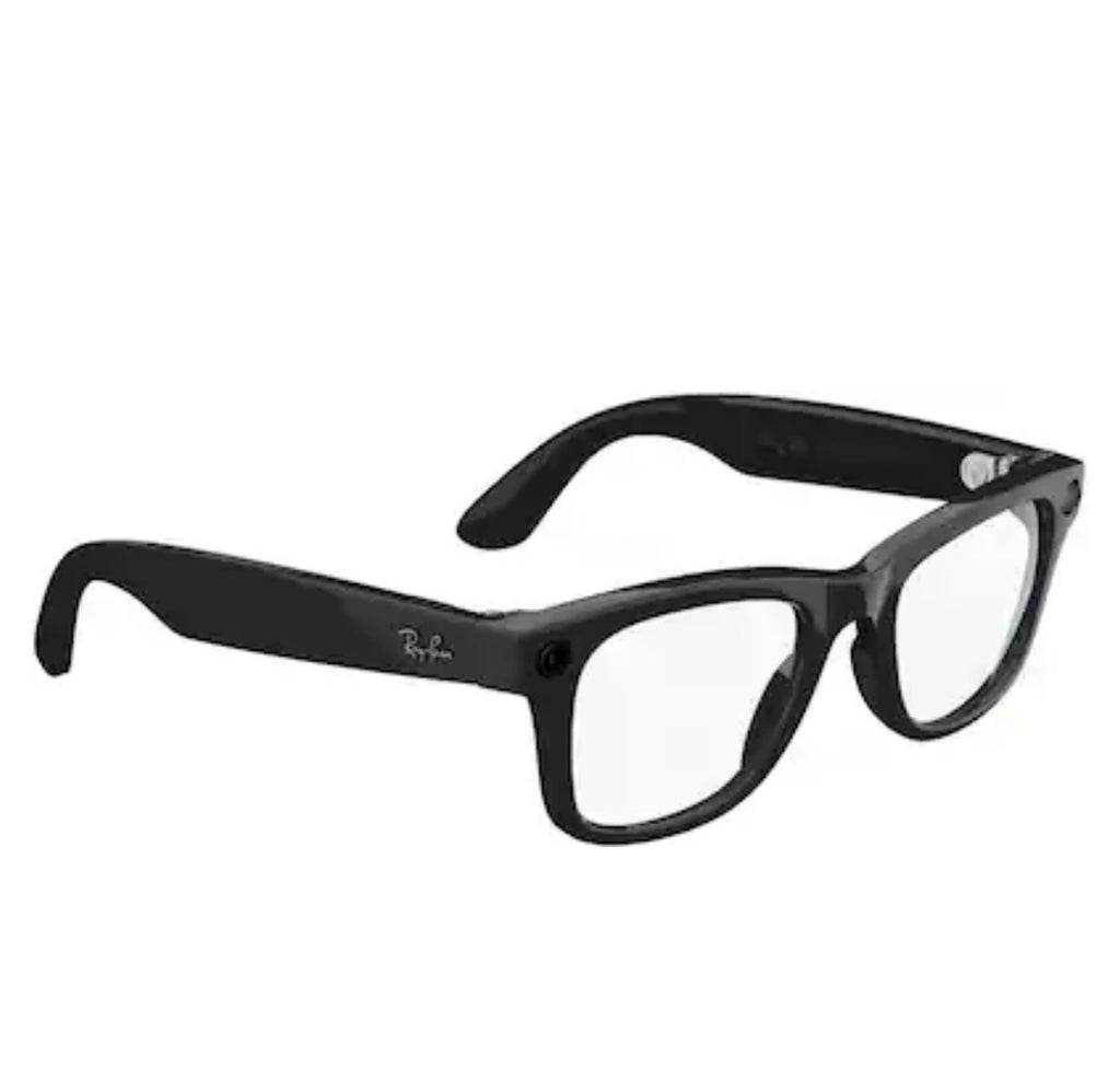 Ray-Ban Meta - Wayfarer Large glasses with Meta AI, Audio, Photo, Video Compatability - Clear Lenses - Shiny Black