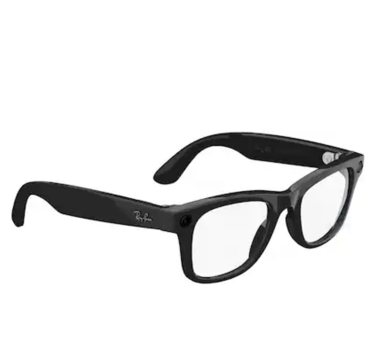 Ray-Ban Meta - Wayfarer Large glasses with Meta AI, Audio, Photo, Video Compatability - Clear Lenses - Shiny Black
