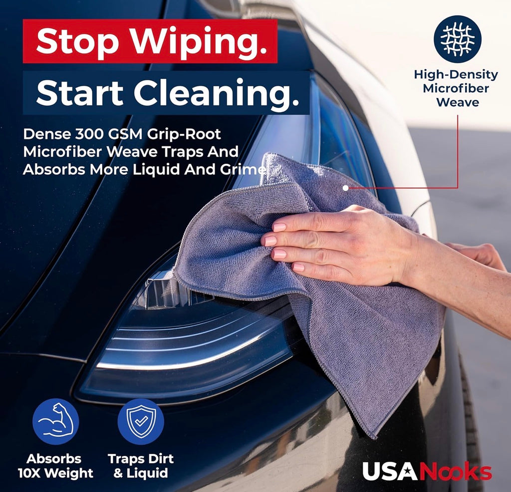 Microfiber Car Towel - 12 Pcs (12.5"x12.5") - High Performance Car Washing Cloth